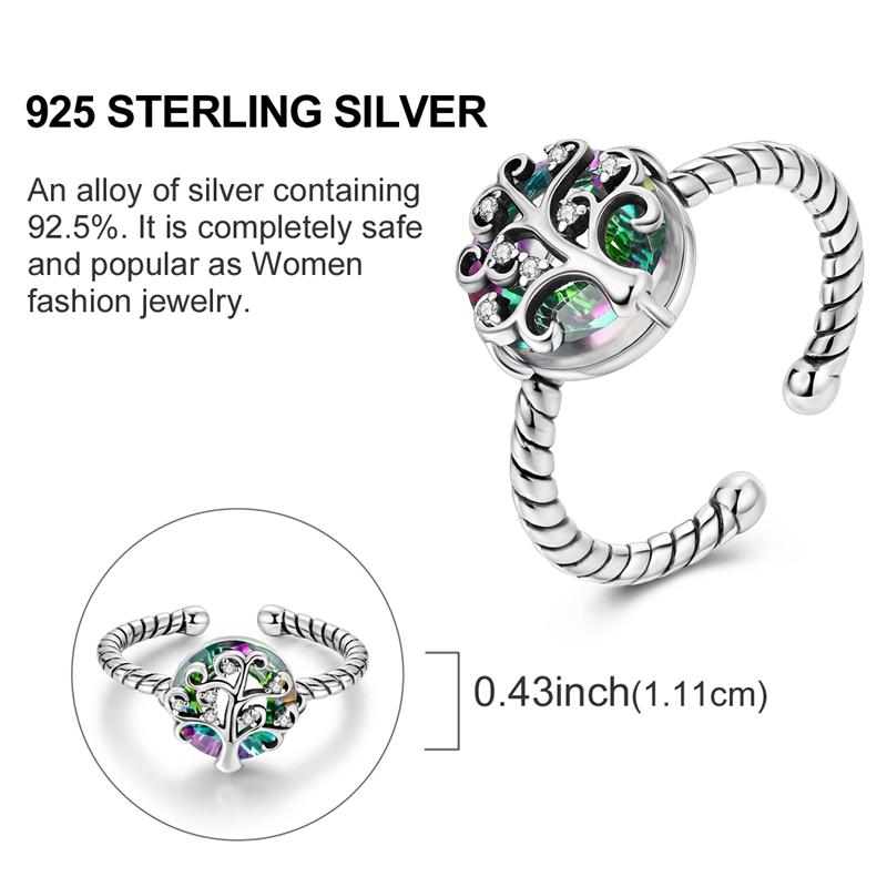 Original 925 Silver Ring Sparking Sun Moon Rose Feather Open Rings for Women Girls Jewelry Birthday Anniversary Engagement Gifts
