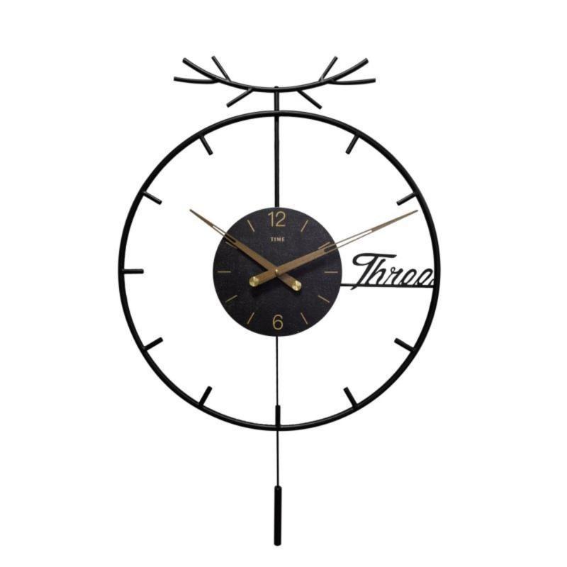 Spanische leichte, luxuriöse, schlichte Wanduhr: Kreatives Eisenring-Design mit modischer Schaukelfunktion für die Inneneinrichtung.