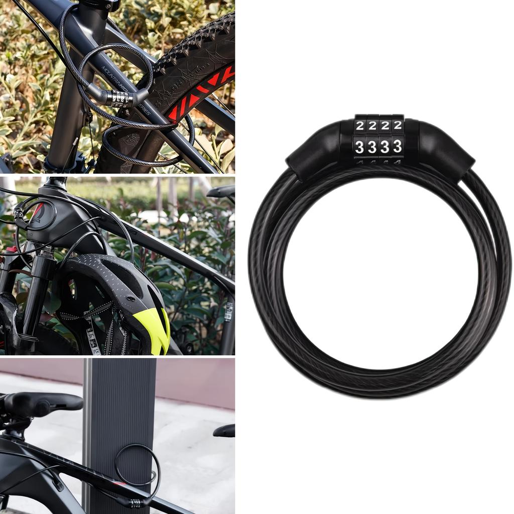 4-Digit Bicycle Password Lock, Anti-Theft Portable Bike Lock, Suitable for Mountain And Road Bikes