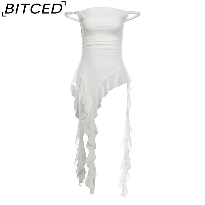 BITCED Spring Women's Solid-Colour Slim-Fit Streetwear Off-the-Shoulder Sleeveless Backless Top