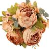 Faux Peony Bouquet 13 Heads Flowers Bud Vintage Artificial Peony 47cm Silk Flowers for Wedding Home Decoration,1pc