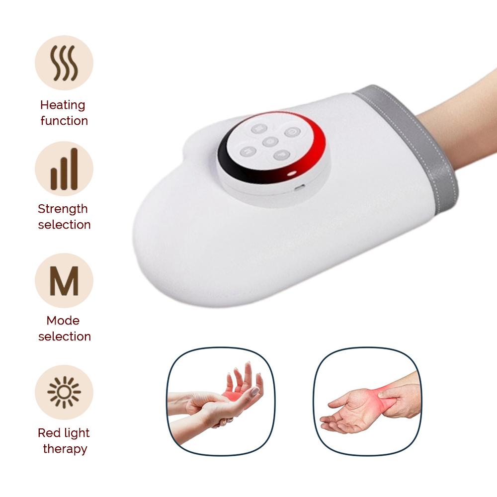 Elektrisches Handmassagegerät Heizung Airbag Fingerhandschuh-Massagegerät Rotlicht-Heizung für Handgelenk Finger Taubheit Tiefenmassage