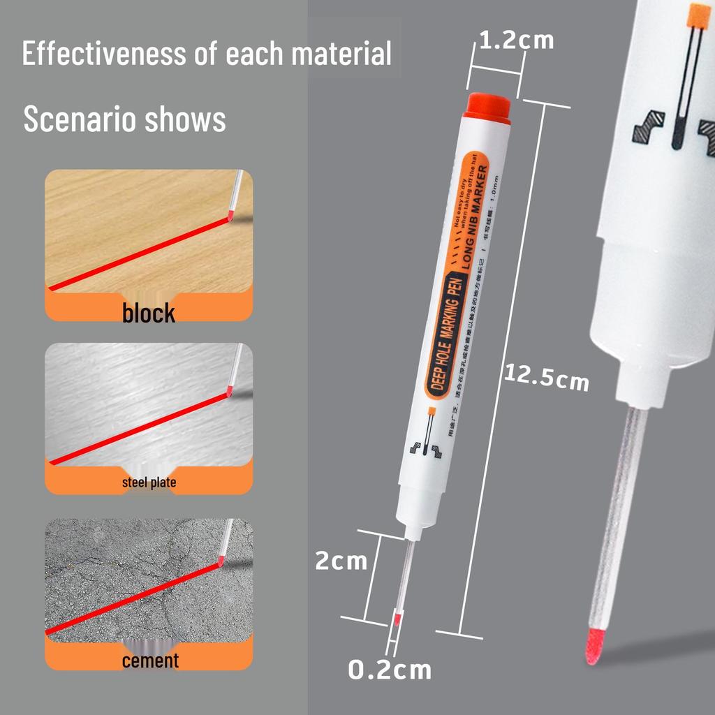Long Nozzle Quick-Drying Oil-Based Marking Pen for Woodworking and Tile