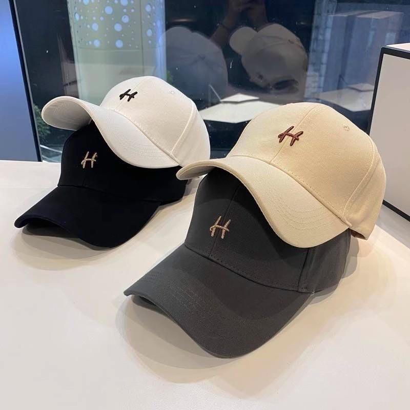 Fashionable Korean Style Couples Duck Tongue Baseball Cap Sun Hat Female Embroidered H Letter Cap