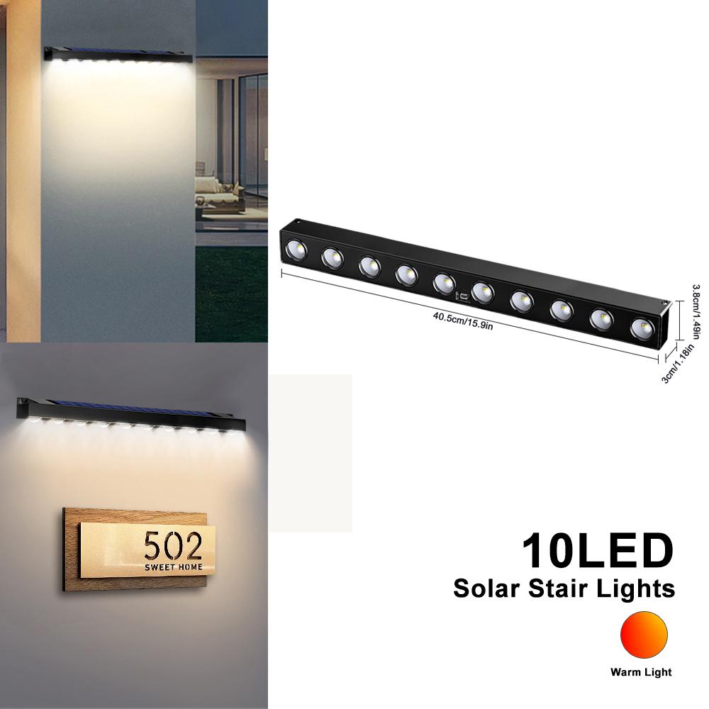 10LED Solar Wall Light Outdoor Solar Powered Landscape Light Waterproof Sign Lights Garden Porch Patio Deck Balcony Yard Decor