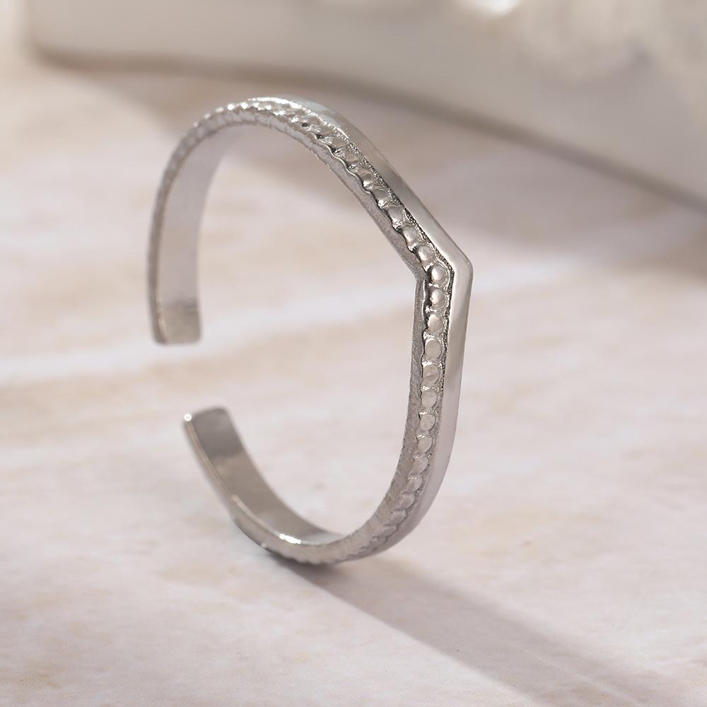 Stainless Steel Rings Minimalist Geometric Triangle Adjustable Opening Trendy Fine Ring For Women Zircon Everyday Wear New in