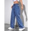 Damen High Waist Jeans Damen Mode Perlen Straight Hosen