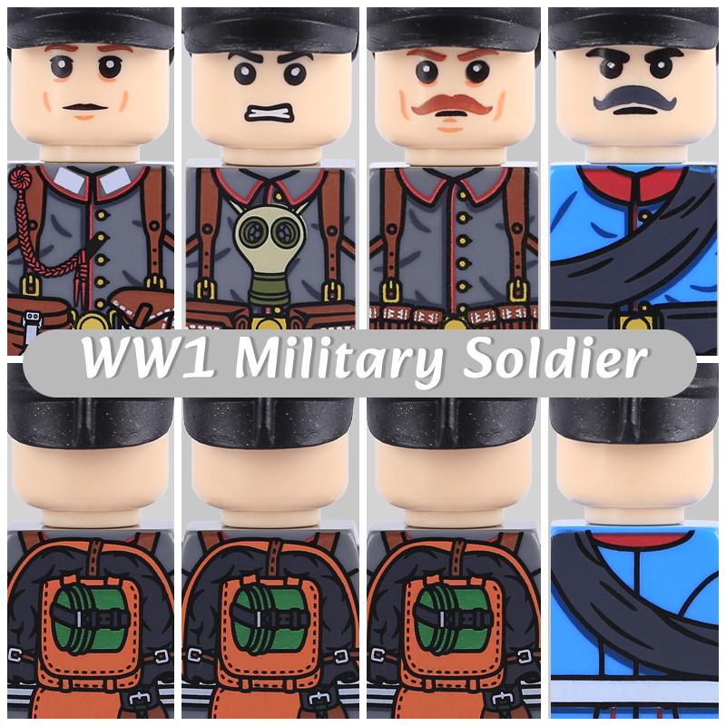 Soldatini Militari WW1 Blocchi da Costruzione Soldati Prussiani Esercito Fanteria Britannici Francesi Accessori Guerriero Mattoncini Giocattoli Ragazzi