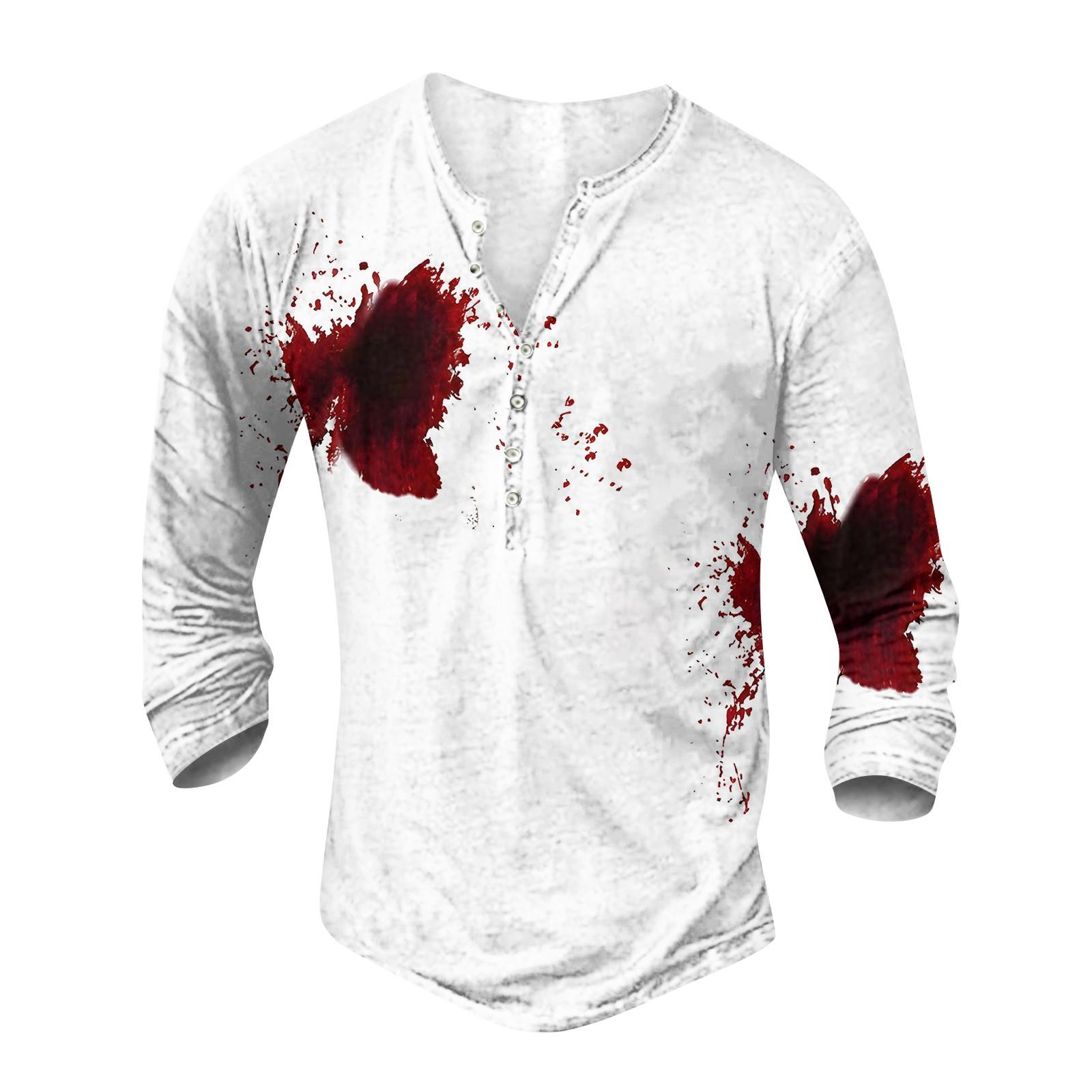 

Мужская футболка с принтом на открытом воздухе, свободный топ с длинными рукавами на пуговицах в стиле ретро XL белый