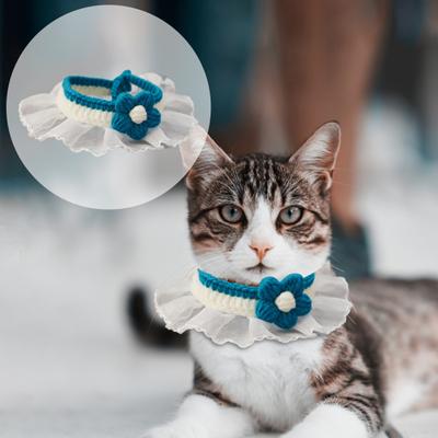 Haustier Halstuch Gestrickter Kragen Kostümzubehör Verstellbar Katze Hund Spitzenkragen Lätzchen Haustier Speichel