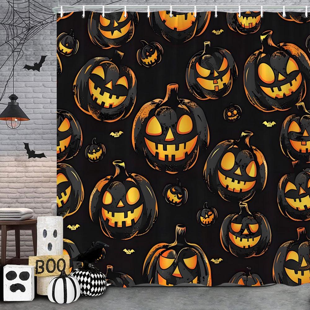 Happy Halloween Shower Curtain Pumpkin Elf Bohemian Butterfly Black Cat Bat Eagle Skull Polyester Shower Curtains Bathroom Dec