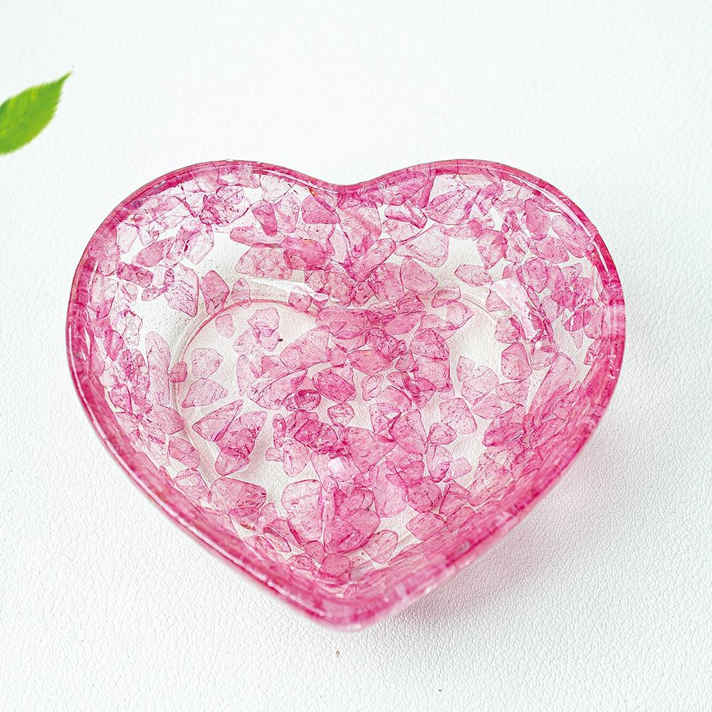 Piatto a Cuore in Resina con Riempimento di Cristallo Naturale per Arredamento Casa e Regalo
