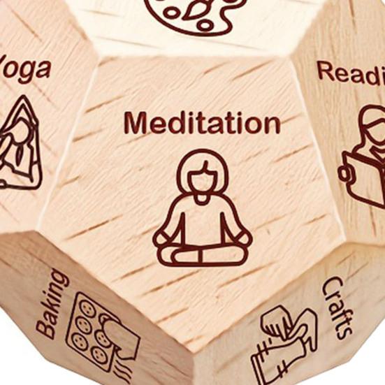 1/2Pcs Wooden Meditation Decision Dice Stress Relief 12-Sided Health Activity Decider Dice Men Women Self-Care Dice Birthday Anniversary Christmas