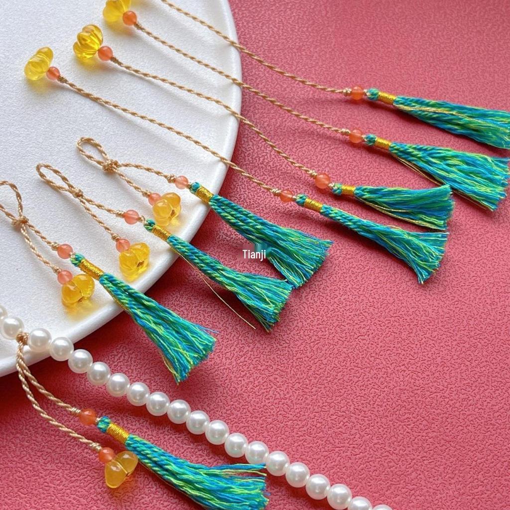 Osmanthus Tassel Pendant Crystal and Beeswax Buddhist Beads Bracelet Accessory