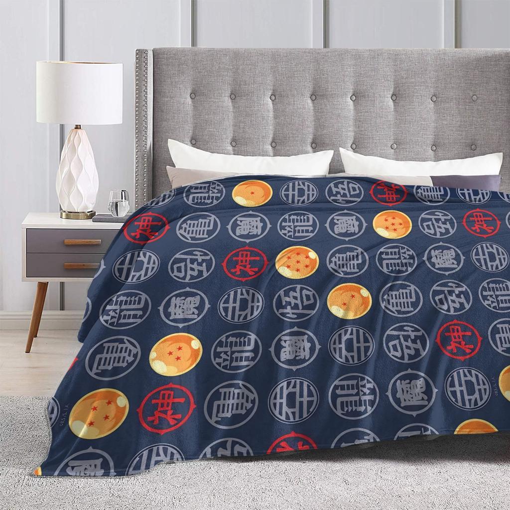DBZ Symbols Blankets Fleece Spring/Autumn Portable Warm Throw Blankets for Sofa Travel Plush Thin Quilt
