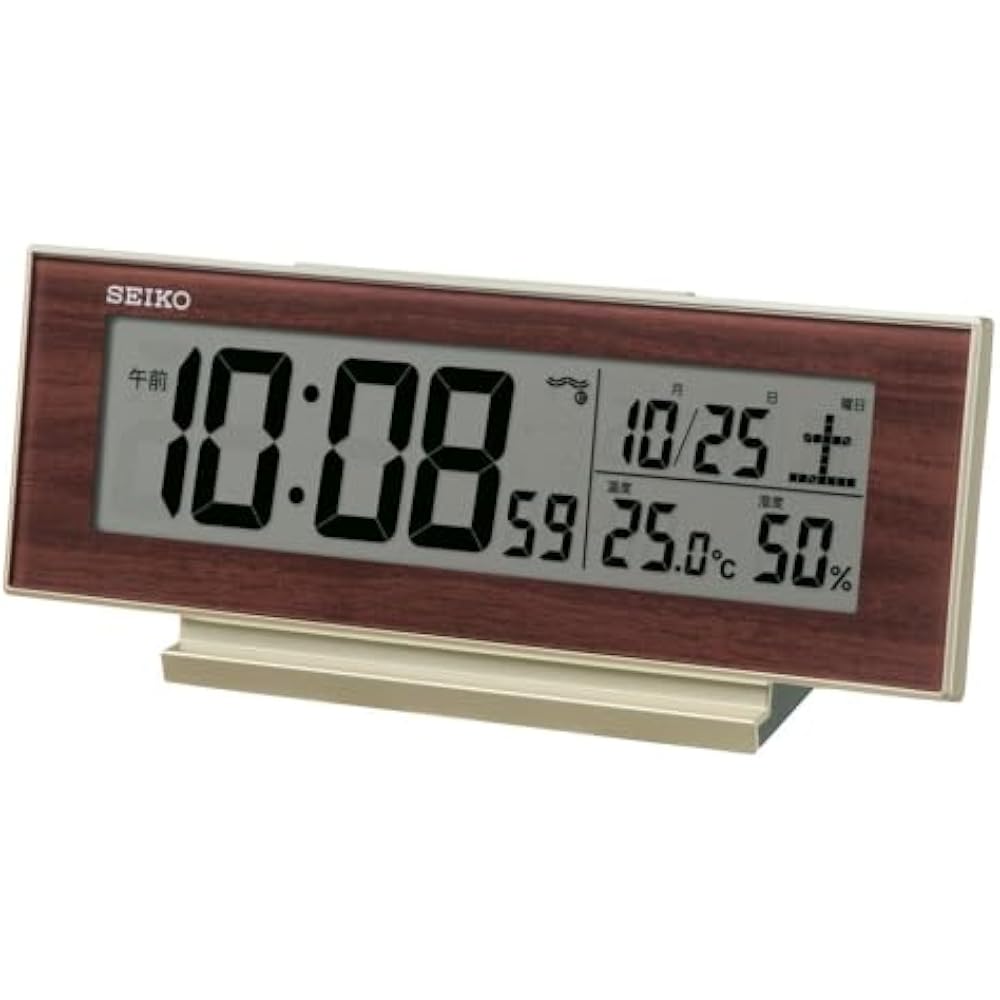 Seiko Clock (Seiko Clock) Alarm Clock, Table Clock, Natural Table Clock, Radio Wave Digital Calen...
