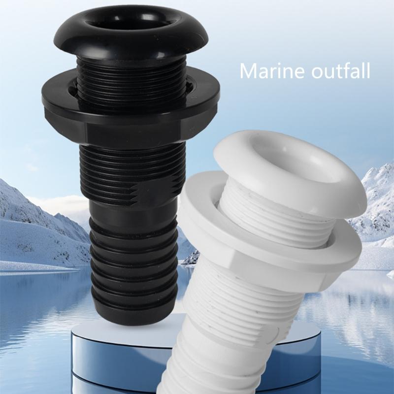 Thru Hull Fitting Marine Through Hull Fitting Drain Fit 1'' Hose Straight Thru-Hull Exhaust Scupper Thru Drain Connector