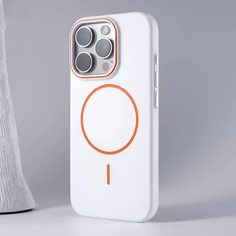 Ultrathin Simple For Magsafe Case for iphone 17 Air 16 Pro Max 15 14 13 12 Matte Hit Color Lens Wireless Charger Hard PC Cover