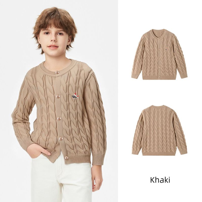 Navigare Italian Small Sailboat Boys  Red Sweater 2026 Children s Knitted Cardigan Warm Top New Hemp Cardigan-Khaki 165