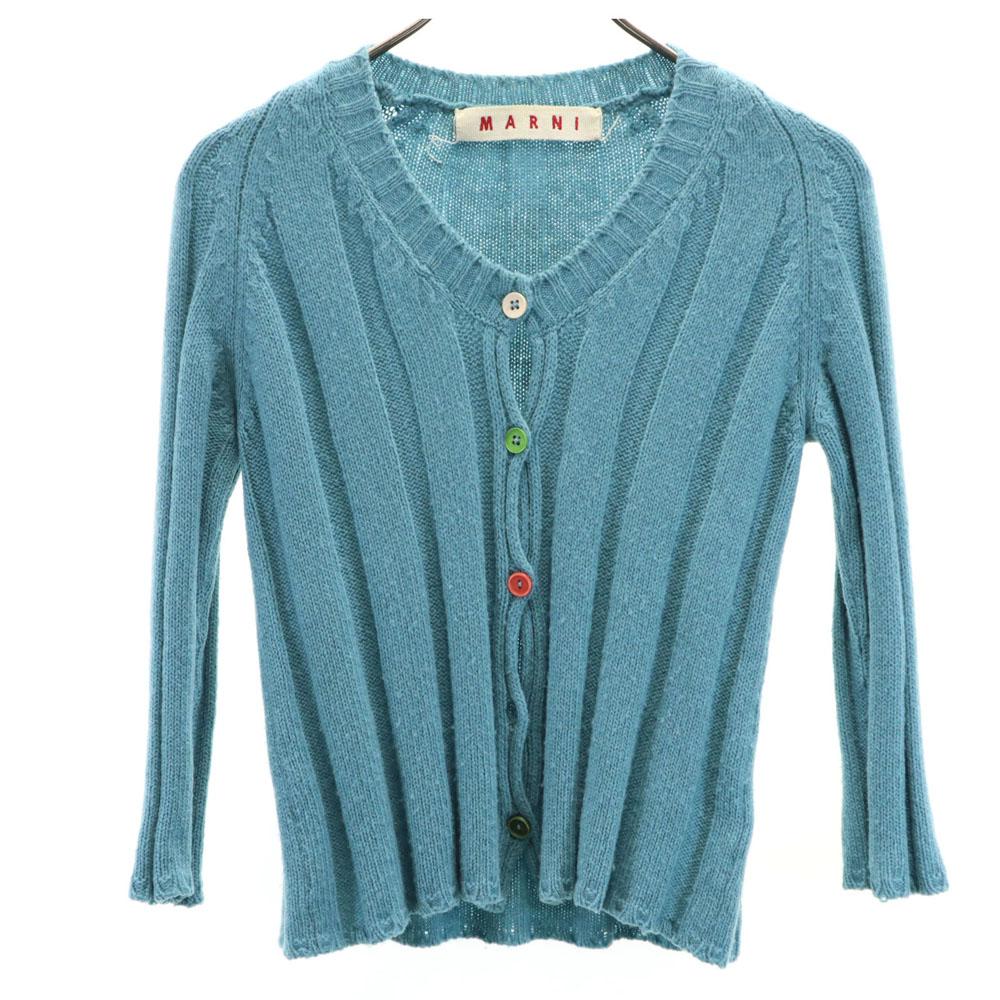 

MARNI made in Italy 7 minutes sleeve knit cardigan 40 saxophone blue Women Used