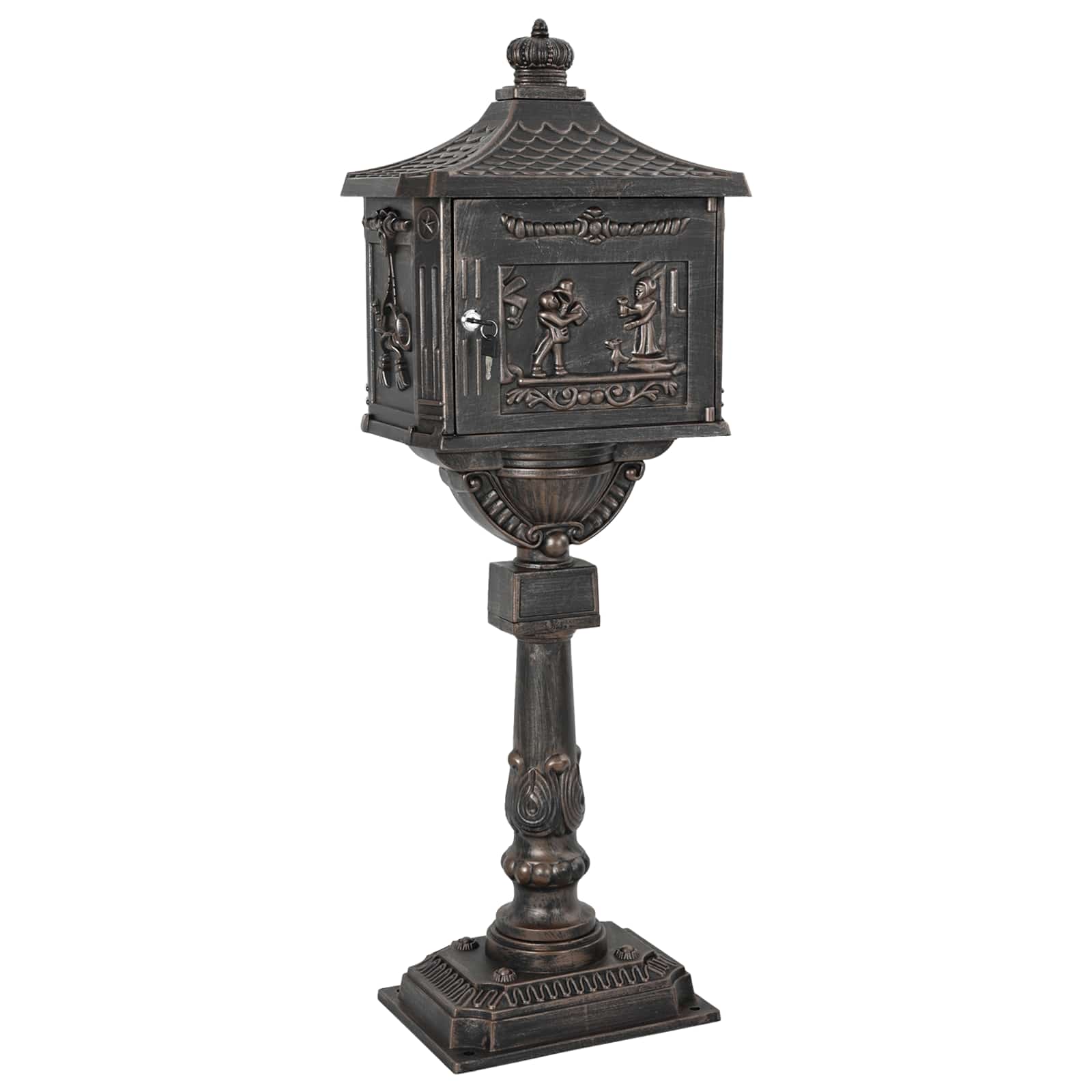 Standbriefkasten Bronze 42,5 x 29,5 x 117 cm Gusseisen
