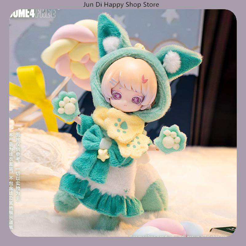 COME4FREE BJD Doll Clothes 1/12 Scale Fantasy Town Series Soft Fox Dress Outfit for OB11 Doll Clothes