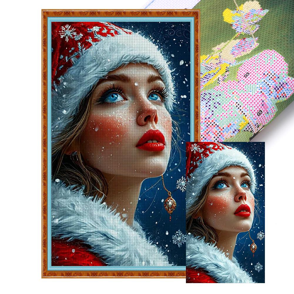 Bordado completo Eco-algodão Linha 14CT Impresso Menina Ponto Cruz Kit Arte