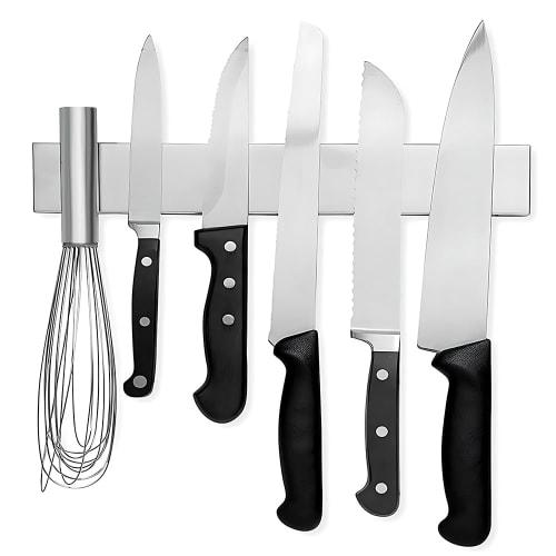 Knivmagnet, Knivstativ i rustfritt stål, Sterk selvklebende tape, Veggmonterbar, Enkel å installere for kjøkkenredskaper (Primærfarger, 10-tommers)