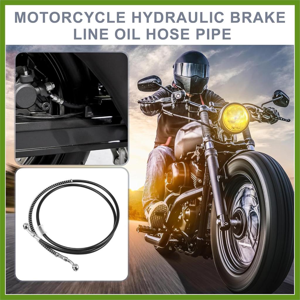 55.12" Length 10mm ID Motorcycle Hydraulic Brake Line Oil Hose Pipe Stainless Steel Braided Cable for ATV Motocross Sport Bikes Street Bikes Black