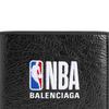 Balenciaga X NBA Collaboration Cash Art Embroidery Brand Logo Print Lambskin Wallet Men wallet Black 8660482ACFP1000
