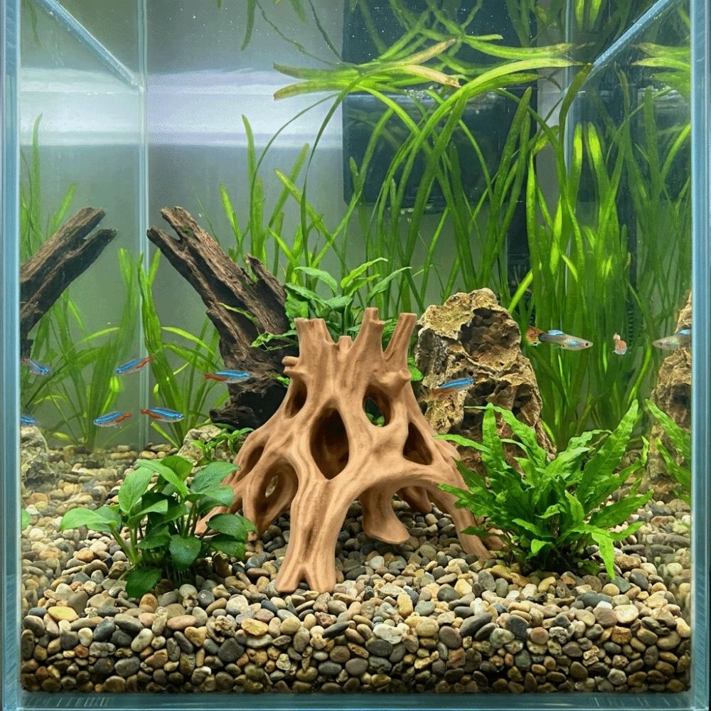 Tree Trunk Fish Shrimp Hiding Cave Plastic Tree Root Caves Driftwood Landscape Terrarium Decor