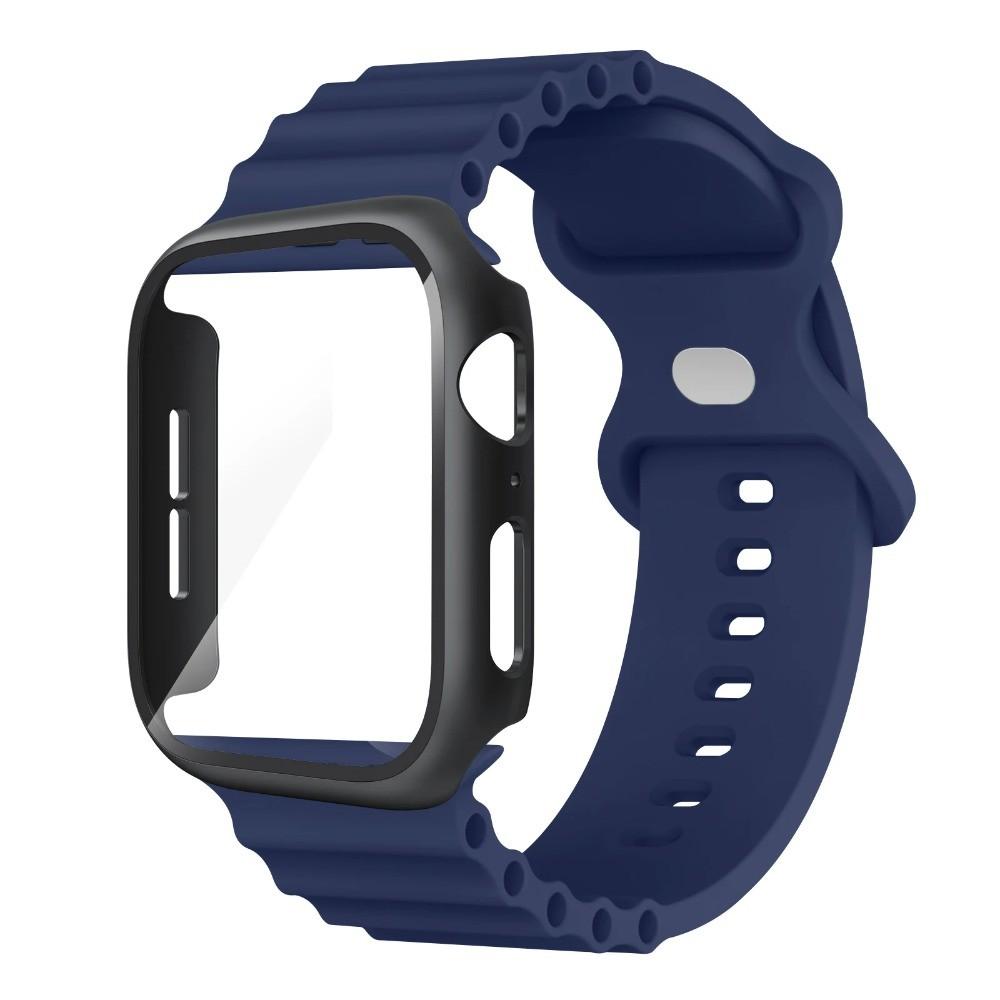 Glass Case+Silicone Band For Apple Watch 38mm 42mm 40mm 44mm 41mm 45mm 46mm Strap For iwatch 11 10 9 8 7 6 5 4 3 2 1 SE Bracelet