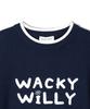 Wacky Willy Women'S Typographic Logo Color Block Short Sleeve Knit Navy