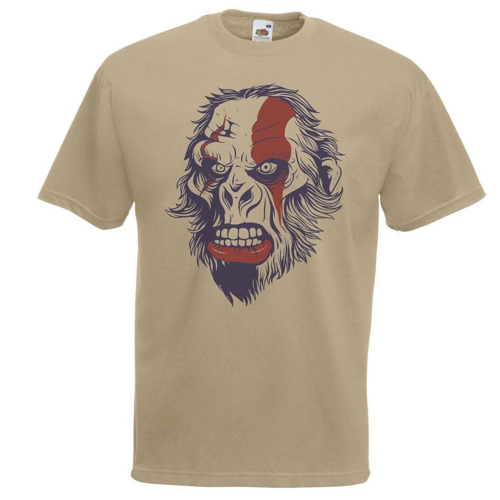 Adults Ape Of War Spartan Warpaint Ghost Of Sparta Spoof Unisex Khaki TShirt
