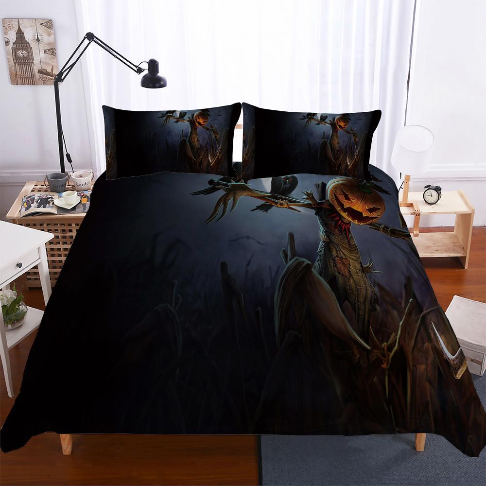 Happy Halloween Double Bedding Set Terror Duvet Cover Set Halloween Skull Europe Size Style Cartoon Bed Set Cover Bed Winter B6
