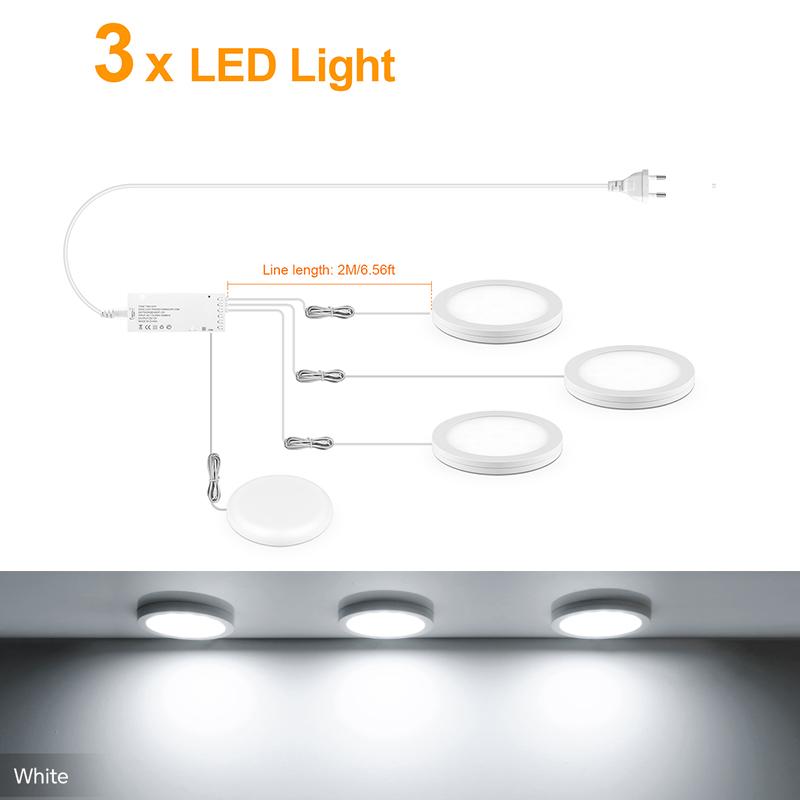 Ultradünne 5W LED Deckenpaneelleuchten Dimmbar Touchsensor Schrankleuchte für Schrank, Ausstellungsregal, Schrank