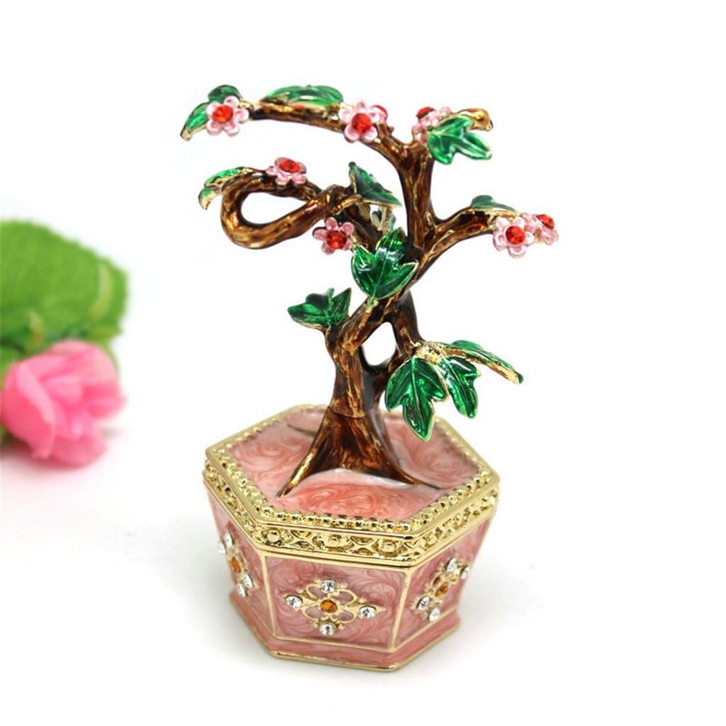 Creative Money Tree Shaped Desktop Ornament Jewelry Organizer Box with Lid Storage Container for Sorting Small Item