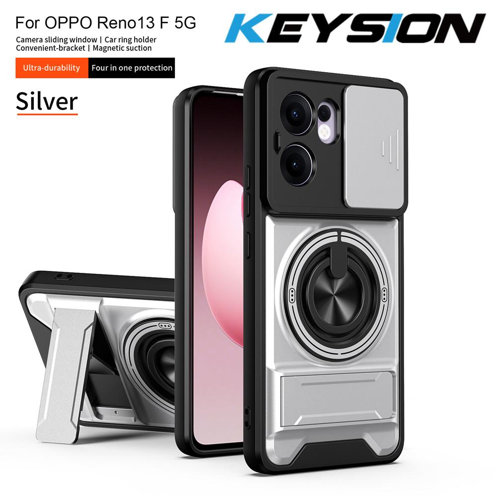 KEYSION Magnetic Phone Case for OPPO Reno13 Pro 5G Reno13 F 5G Slide Camera Protection Upright Kickstand Ring Shockproof Cover