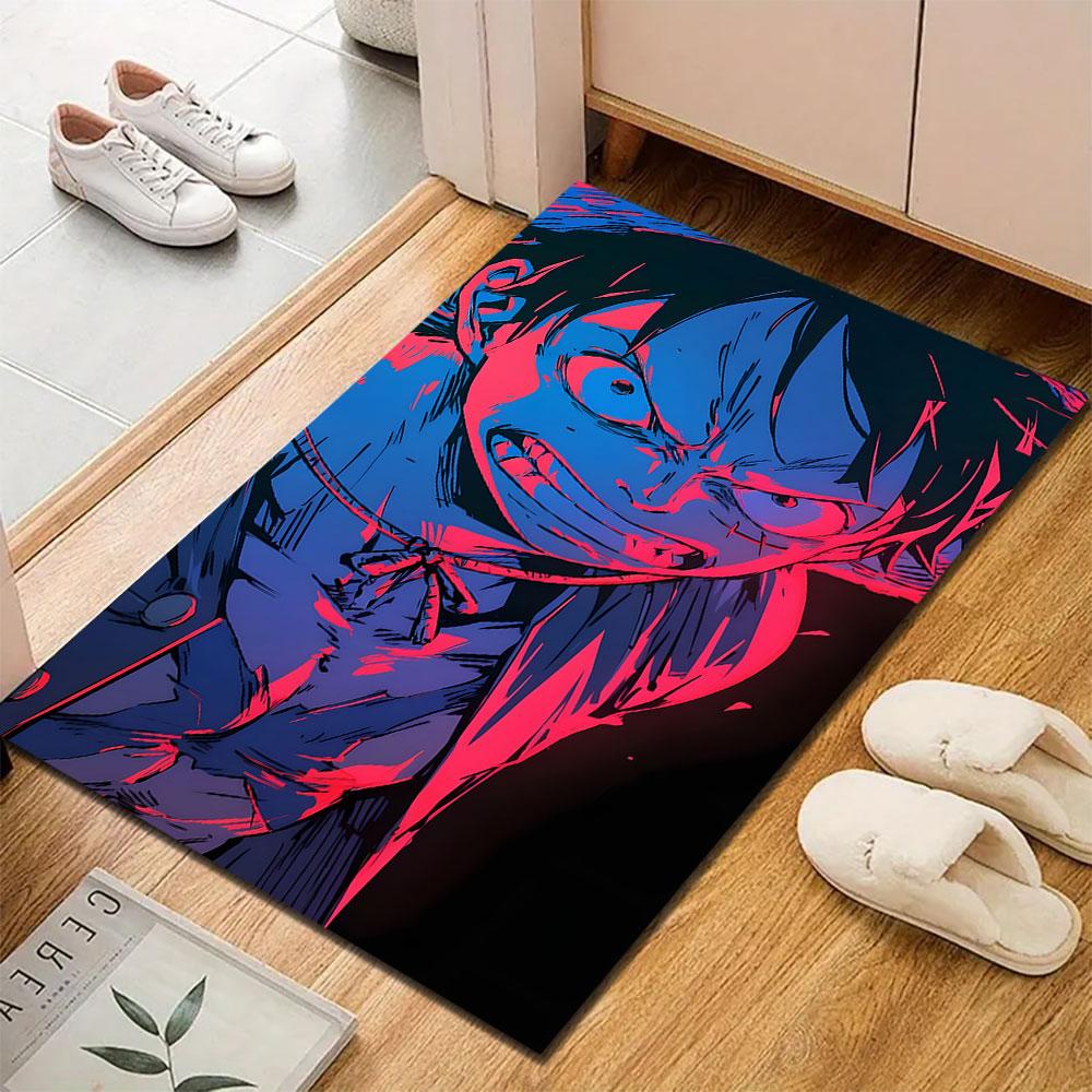 Fiery Anime Character in Pink and Blue Patterned carpet, suitable as a non slip play mat for the living room and bedroom sofa