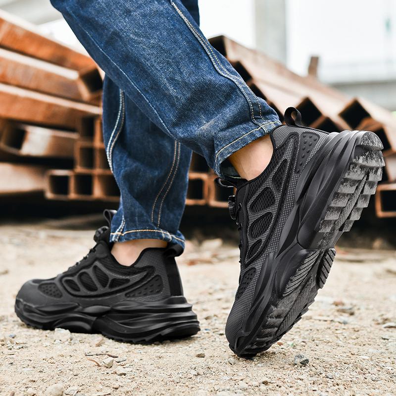 Men Summer Sneakers Breathable Lightweight Mesh Steel Toe Safety Shoes Men, Anti Smash, Puncture Proof, Work Boots, Industrial Construction Sneaker
