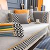 Sofa Cover Cotton Linen Solid Color Living Room Sofa Cushion Cover Four Seasons Anti-slip Dust-proof Furniture Protective Cover