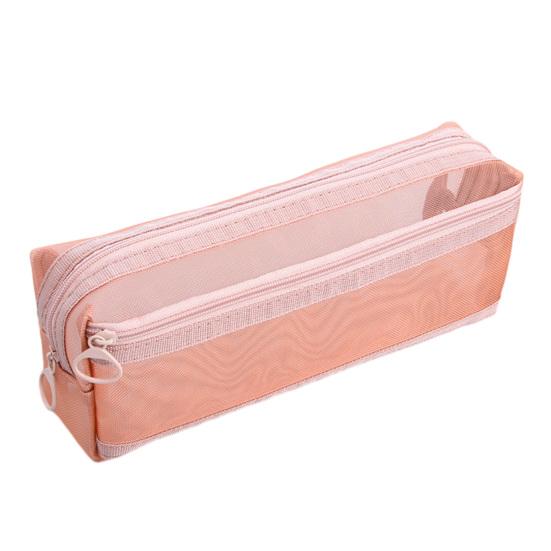 Pencil Case Double-Layer Large Capacity Transparent Mesh Students Exams Stationery Organizer Break-resistant Pencil Bag