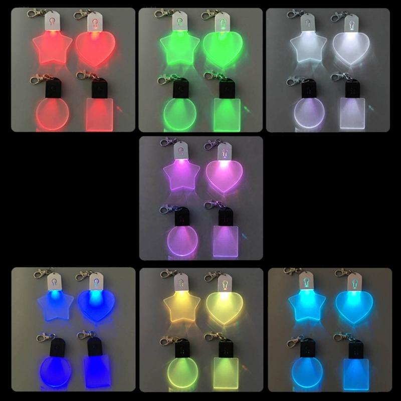 Light Up Hanging Ornaments Rechargeable DIY Acrylic Blank Pendant Charm with Rope for Festival Wedding Party Home Decor