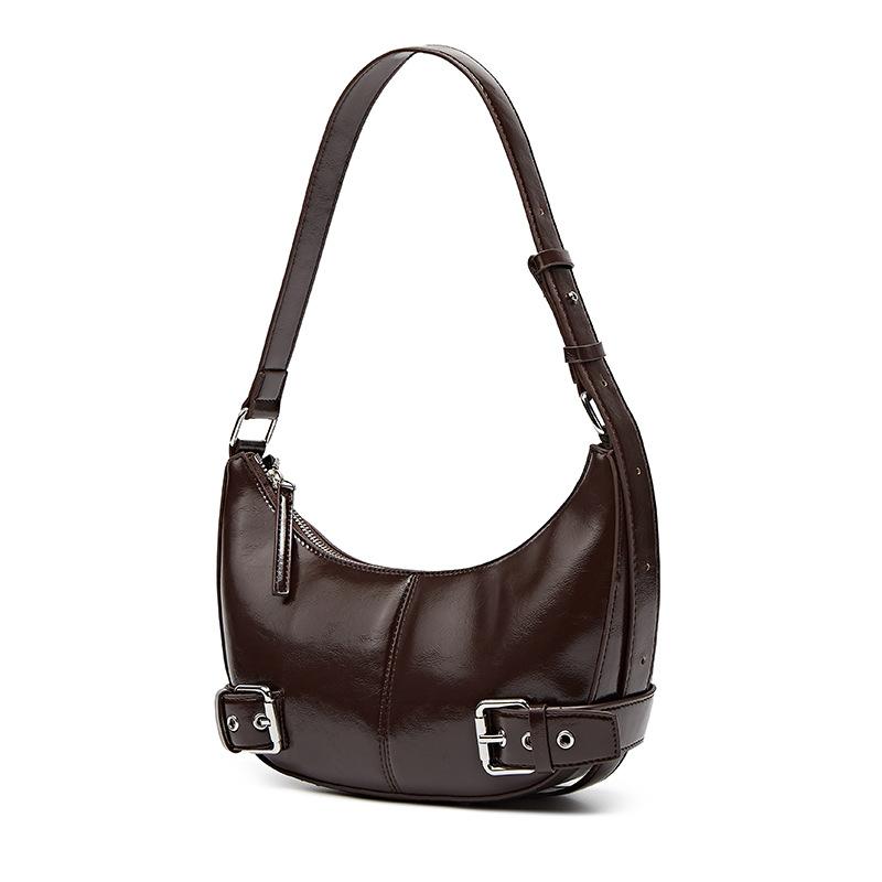 Single-shoulder Dumpling Bag Fashionable Horn Bag Belt Buckle Crescent-shaped Bag Casual Hand-held Underarm Bag