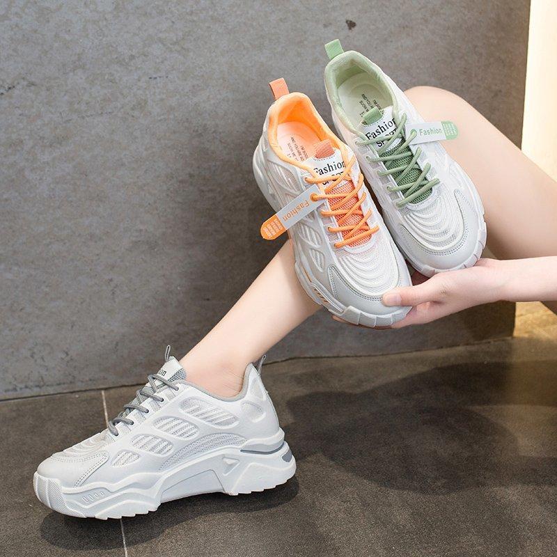Fashion Women's thick-soled sneakers women's casual dad shoes basket style women's sports mesh lace-up vulcanized shoes