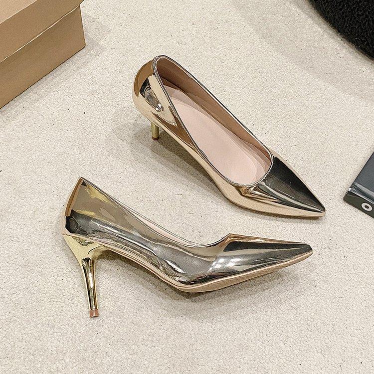 Fashion 10CM High Heels Large Size Nude Pointed Toe Night Party Etiquette Model Catwalk Slim Heels Single Shoe Elegant And Fashionable