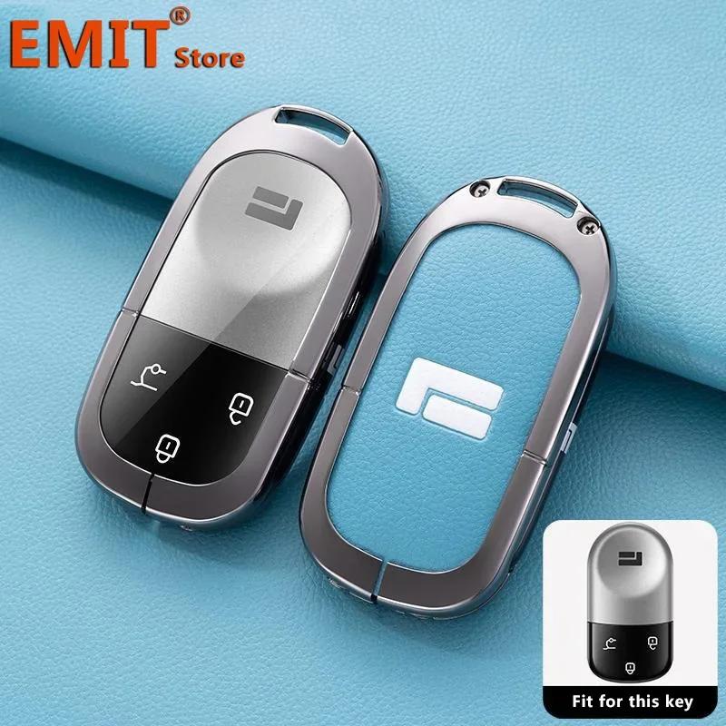 

For Baic Jishi Polestone 01 Polestones Zinc Alloy Leather Car Key Fob Remote Cover Case Shell Keychain Ring Holder Accessories for Polestones 01