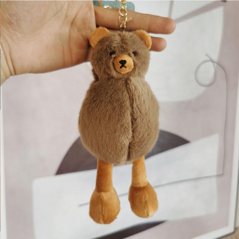 Short Plush Bear Keychain Adorable Yellow Duck Stuffed Animal For Bags And Keys**