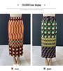 Women's 2026 Summer Colorful Printed Plaid Midi Skirt with Slit and Elastic Waist