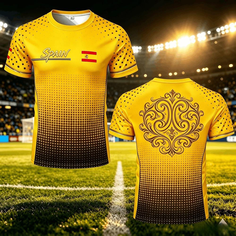 Summer Spain Flag Graphic Jersey Fashion Quick-drying Football T-shirt Men Women Sports Training Casual Breathable Kids T-shirts
